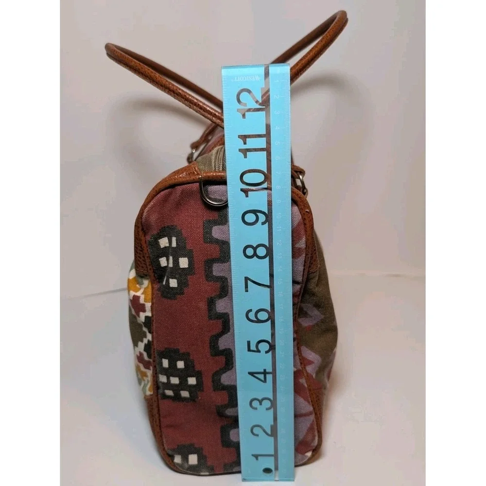 Vintage Sierra Collection Dallas Southwest Weekender Tote Bag Leather Trim 1980s